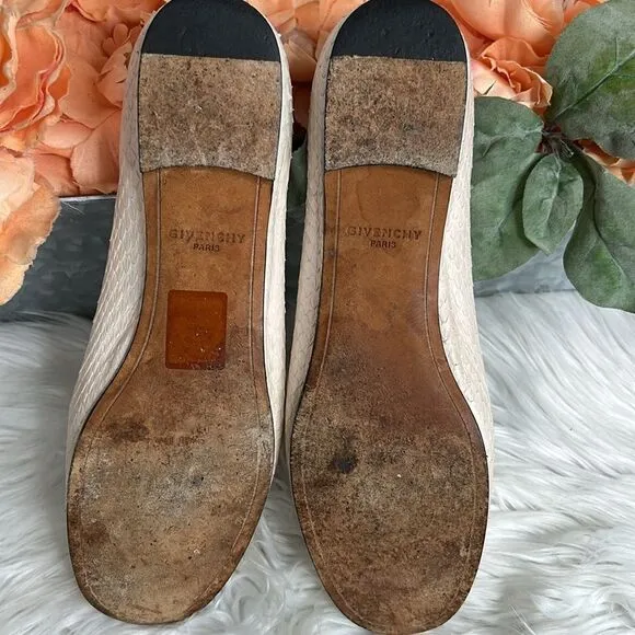 Givenchy Snakeskin Ballet Round Toes Flats Sz 37.5
