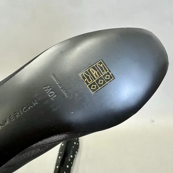 Good American Diamond Mesh Ballet Black Flats Size 10 Crystal Accent New