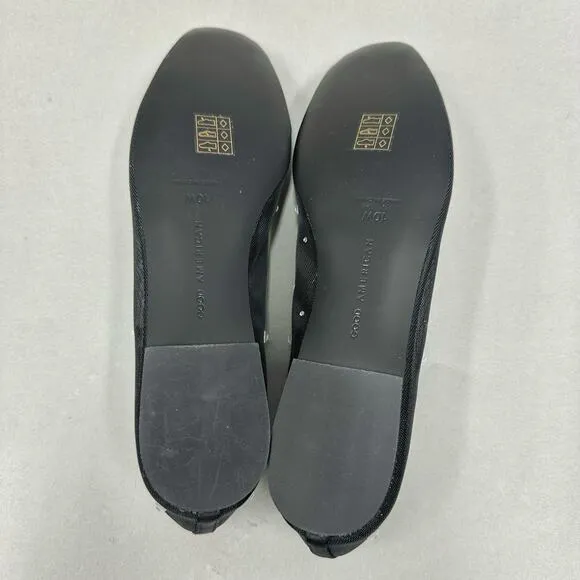 Good American Diamond Mesh Ballet Black Flats Size 10 Crystal Accent New