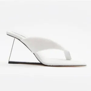 Good American Wedges Cinder-F*ucking-Rella Wedge Sandal White Terry Size 9