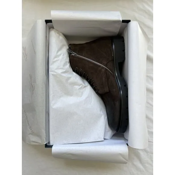 Good Man Brand Men Modern City Boot Lace-Up Brown Fine Suede Ankle Boots Size 11