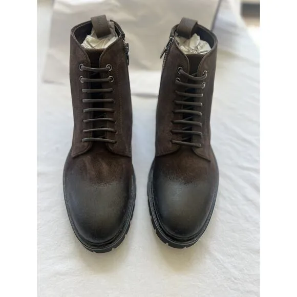 Good Man Brand Men Modern City Boot Lace-Up Brown Fine Suede Ankle Boots Size 11