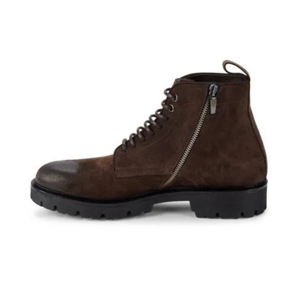Good Man Brand Men Modern City Boot Lace-Up Brown Fine Suede Ankle Boots Size 11