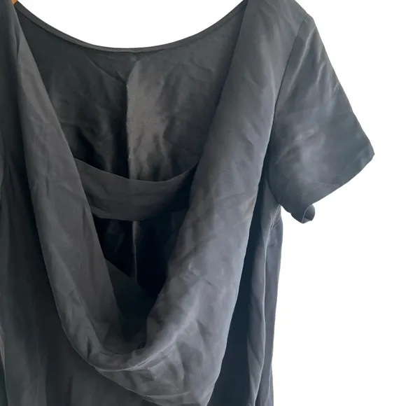 Gorgeous Silk Amanda Uprichard Black Matte Satin Mini Dress Draped Open Back