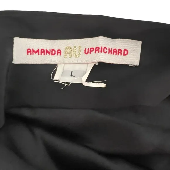 Gorgeous Silk Amanda Uprichard Black Matte Satin Mini Dress Draped Open Back