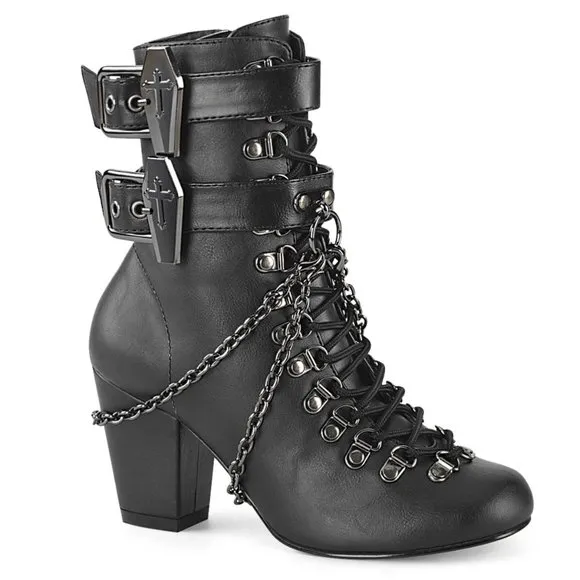Gothic Coffin Lace Up High Heel Ankle Boots