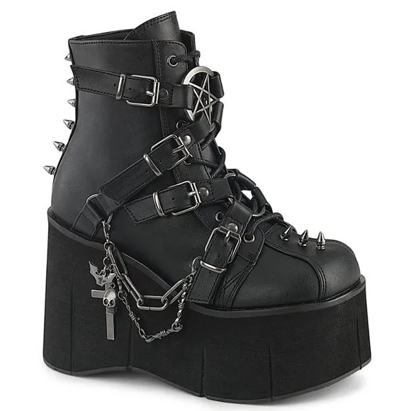 Gothic Platform Pentagram Lace Up Ankle Boots