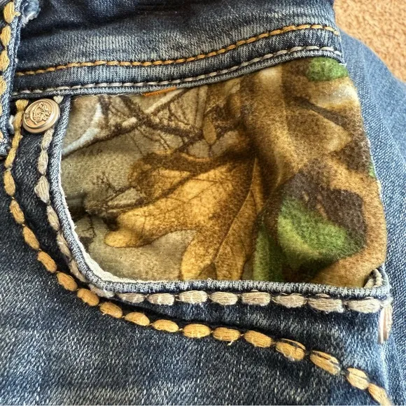 Grace In LA Bootcut Camo Pocket Low Rise Jeans Women's Size 27