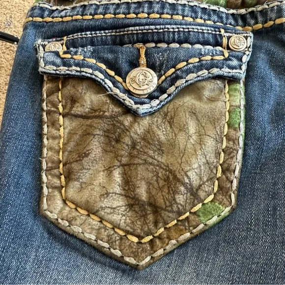 Grace In LA Bootcut Camo Pocket Low Rise Jeans Women's Size 27