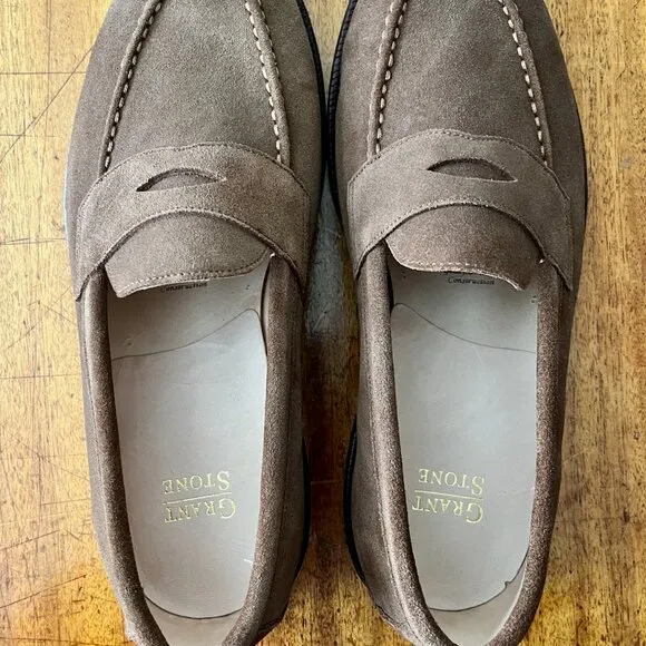 Grant Stone Traveler Penny Loafer in Loden Suede: Never Worn Outside