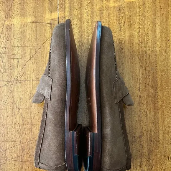 Grant Stone Traveler Penny Loafer in Loden Suede: Never Worn Outside