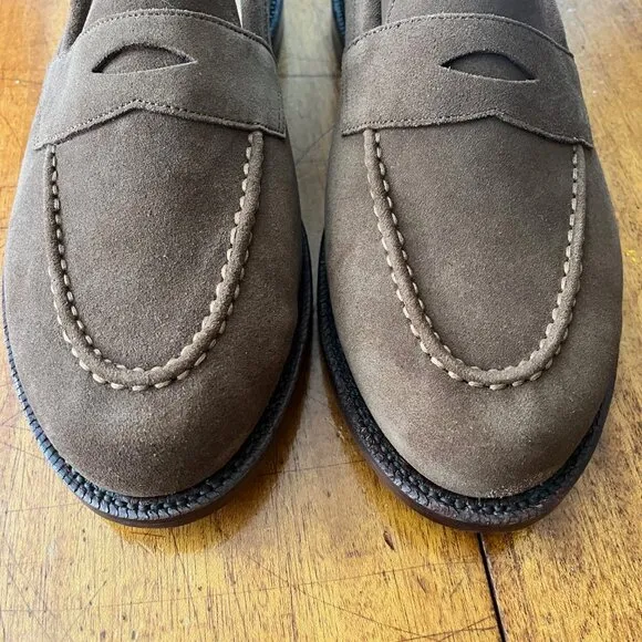 Grant Stone Traveler Penny Loafer in Loden Suede: Never Worn Outside