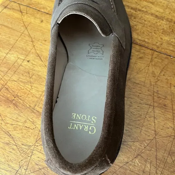 Grant Stone Traveler Penny Loafer in Loden Suede: Never Worn Outside