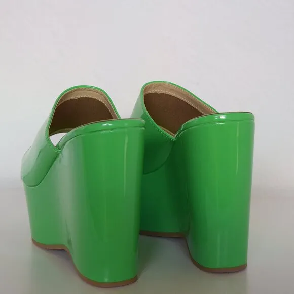 Green Platform Wedges (Sandals)