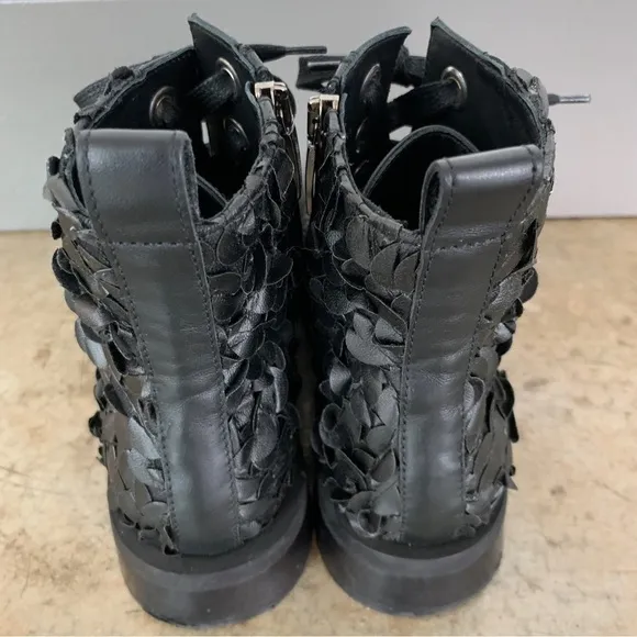 Grey Mer Black Leather Side Zip Boots Size 36/5.5