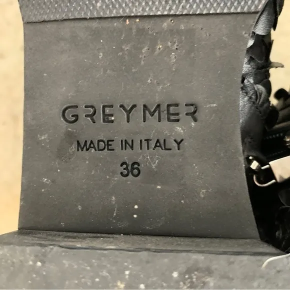 Grey Mer Black Leather Side Zip Boots Size 36/5.5