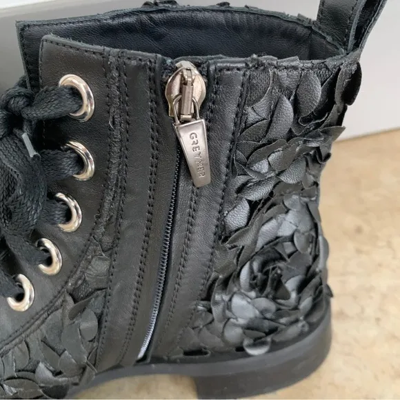 Grey Mer Black Leather Side Zip Boots Size 36/5.5