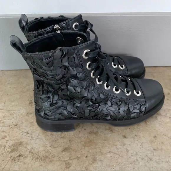 Grey Mer Black Leather Side Zip Boots Size 36/5.5