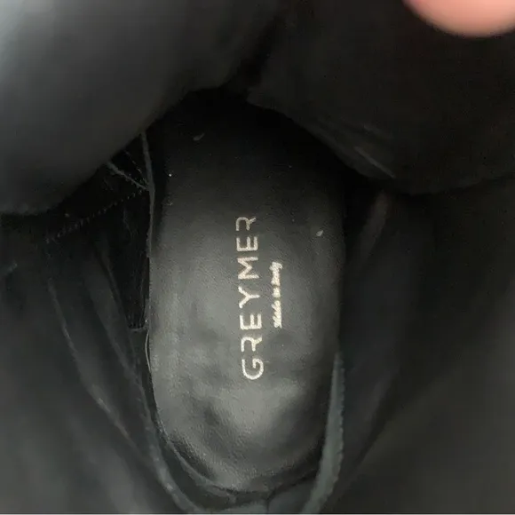 Grey Mer Black Leather Side Zip Boots Size 36/5.5