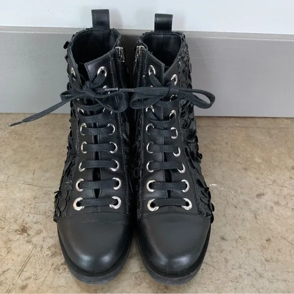 Grey Mer Black Leather Side Zip Boots Size 36/5.5
