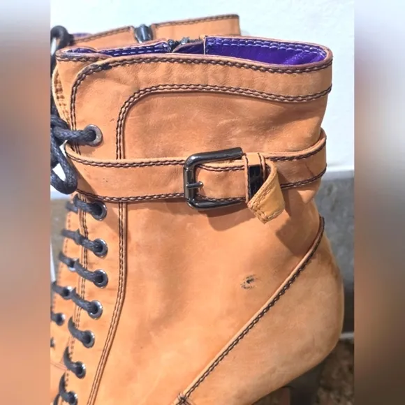 Grey Mer Lace-Up Leather Heeled Boots
