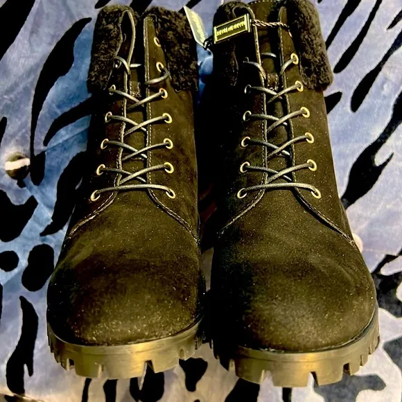 Grigio Arancio Heeled Boots Laced Up Shearling Black US 9 Delli PM2 GRIGIARANCIO