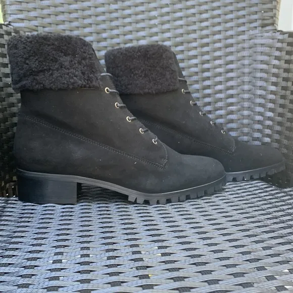 Grigio Arancio Heeled Boots Laced Up Shearling Black US 9 Delli PM2 GRIGIARANCIO