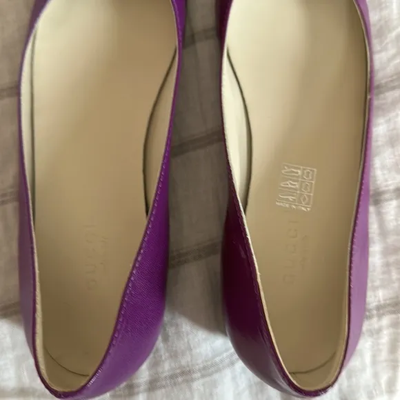 Gucci 283740 Sz 36 Round Toe Leather Flats Amethyst/ Violet Color NIB