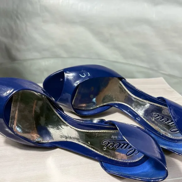 Gucci Blue and Silver Wedge Sandals