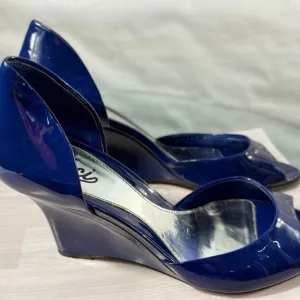 Gucci Blue and Silver Wedge Sandals