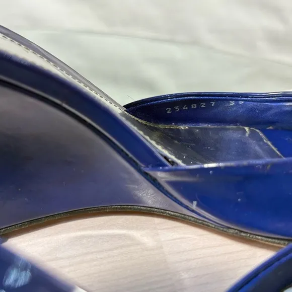 Gucci Blue and Silver Wedge Sandals