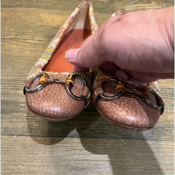 Gucci Multicolor Monogram Cap Toe Horsebit Ballet Flats Sz. 38
