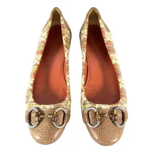 Gucci Multicolor Monogram Cap Toe Horsebit Ballet Flats Sz. 38