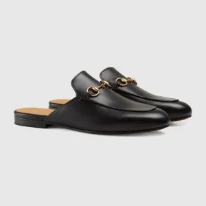 Gucci Princetown Horsebit Black Leather Round Toe Slippers Flats Loafers Mules