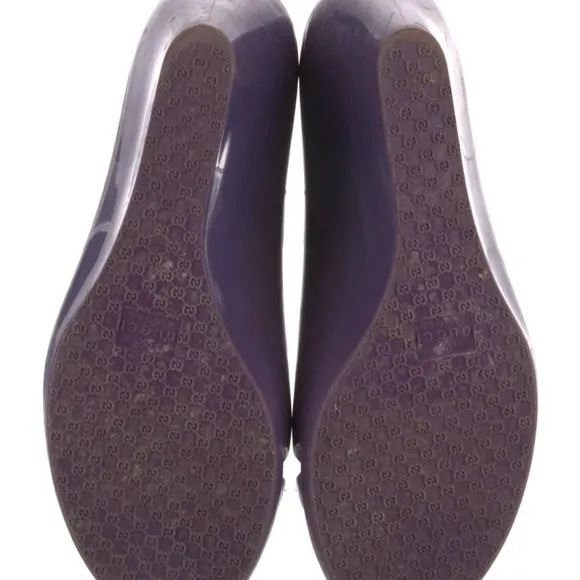 Gucci Purple Rubber Wedge Peep-Toe Slip On Shoes Size 8.5