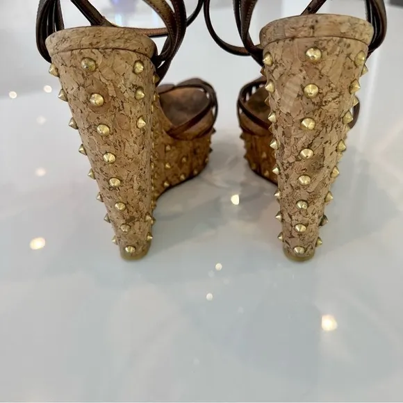 Gucci Studded Cecyl Leather Wedges
