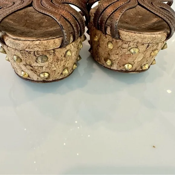 Gucci Studded Cecyl Leather Wedges