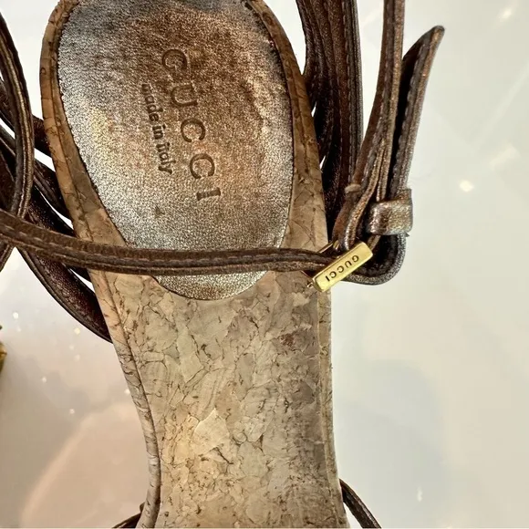 Gucci Studded Cecyl Leather Wedges