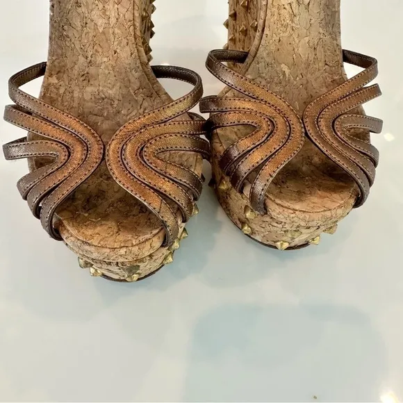 Gucci Studded Cecyl Leather Wedges
