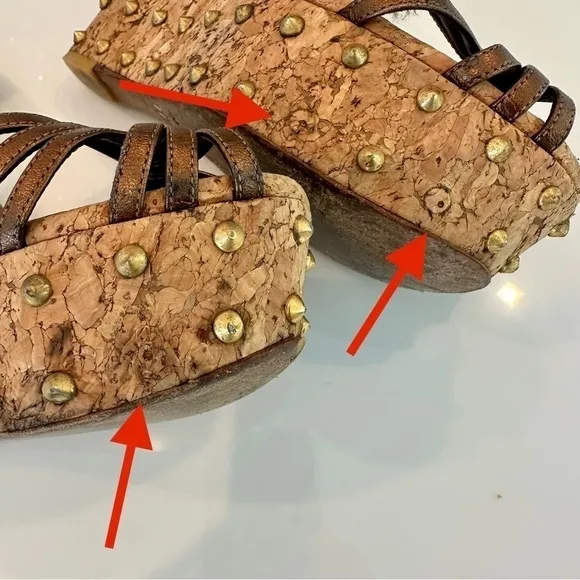 Gucci Studded Cecyl Leather Wedges