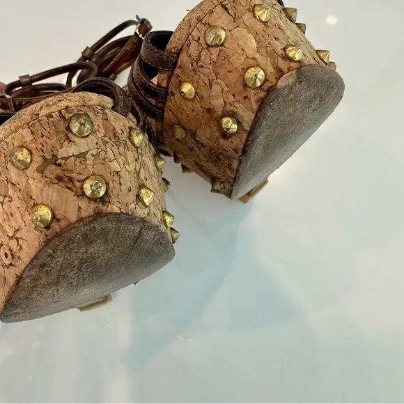 Gucci Studded Cecyl Leather Wedges