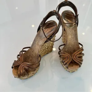 Gucci Studded Cecyl Leather Wedges