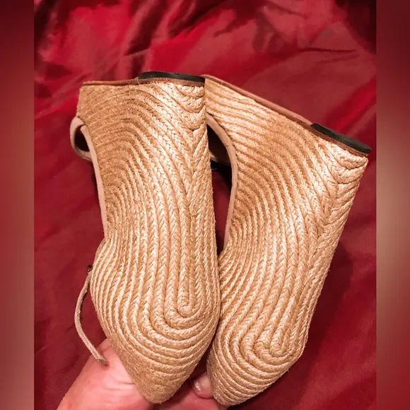 Gucci Tan Suede Wedge Sandals with Horse Bit embellishment