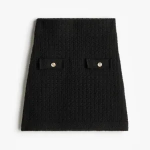 H&amp;M NWT pointelle knit mini skirt with gold buttons