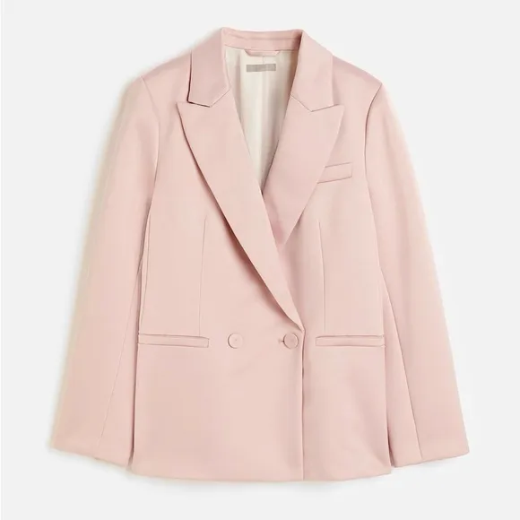 H&amp;M NWT satin oversized Light pink fully lined premium blazer jacket