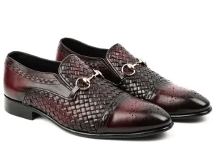 Handmade Burgundy Leather Moccasins for Men