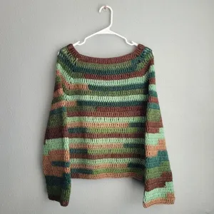 Handmade Crochet Classic Relaxed Pullover Sweater
