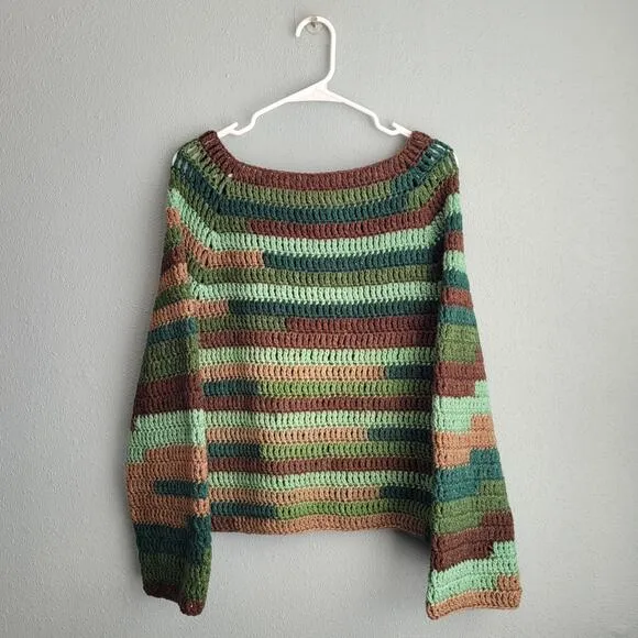 Handmade Crochet Classic Relaxed Pullover Sweater