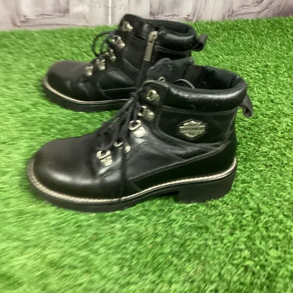 Harley Davidson Boots Black Leather Ankle 7