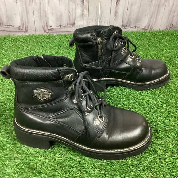 Harley Davidson Boots Black Leather Ankle 7